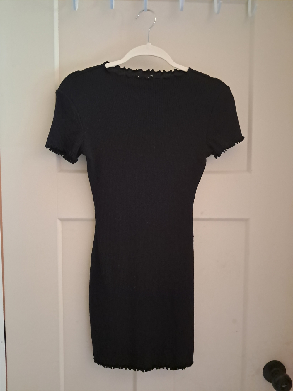 Classic Black Mini Dress with Lettuce Trim